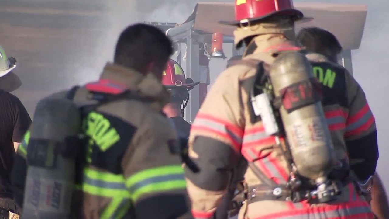 Firefighters battling warehouse fire
